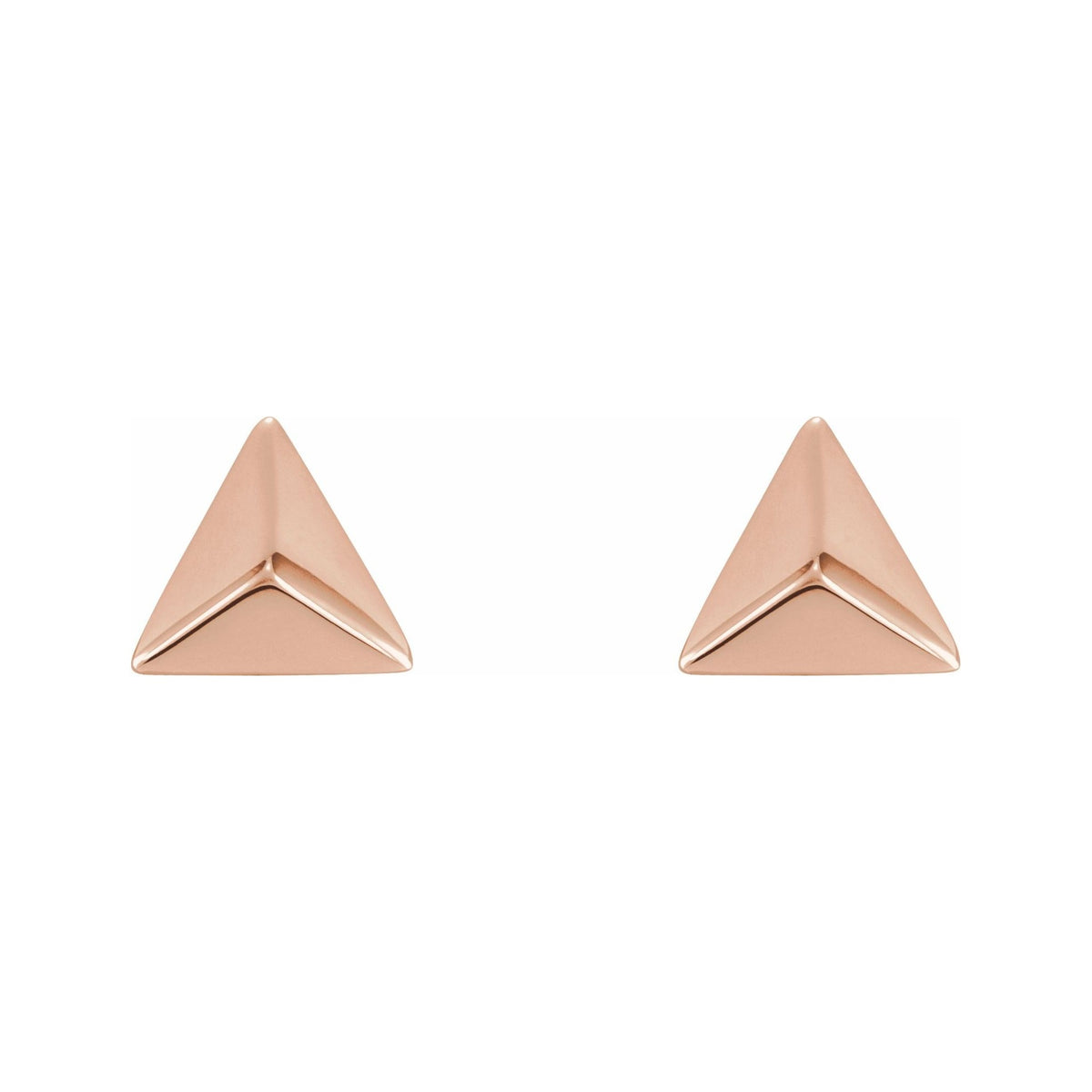 Sapphire Row Gold Pyramid Stud Earrings - 14K Rose Gold (view 2)