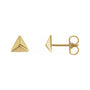 Sapphire Row Gold Pyramid Stud Earrings - 14K Yellow Gold