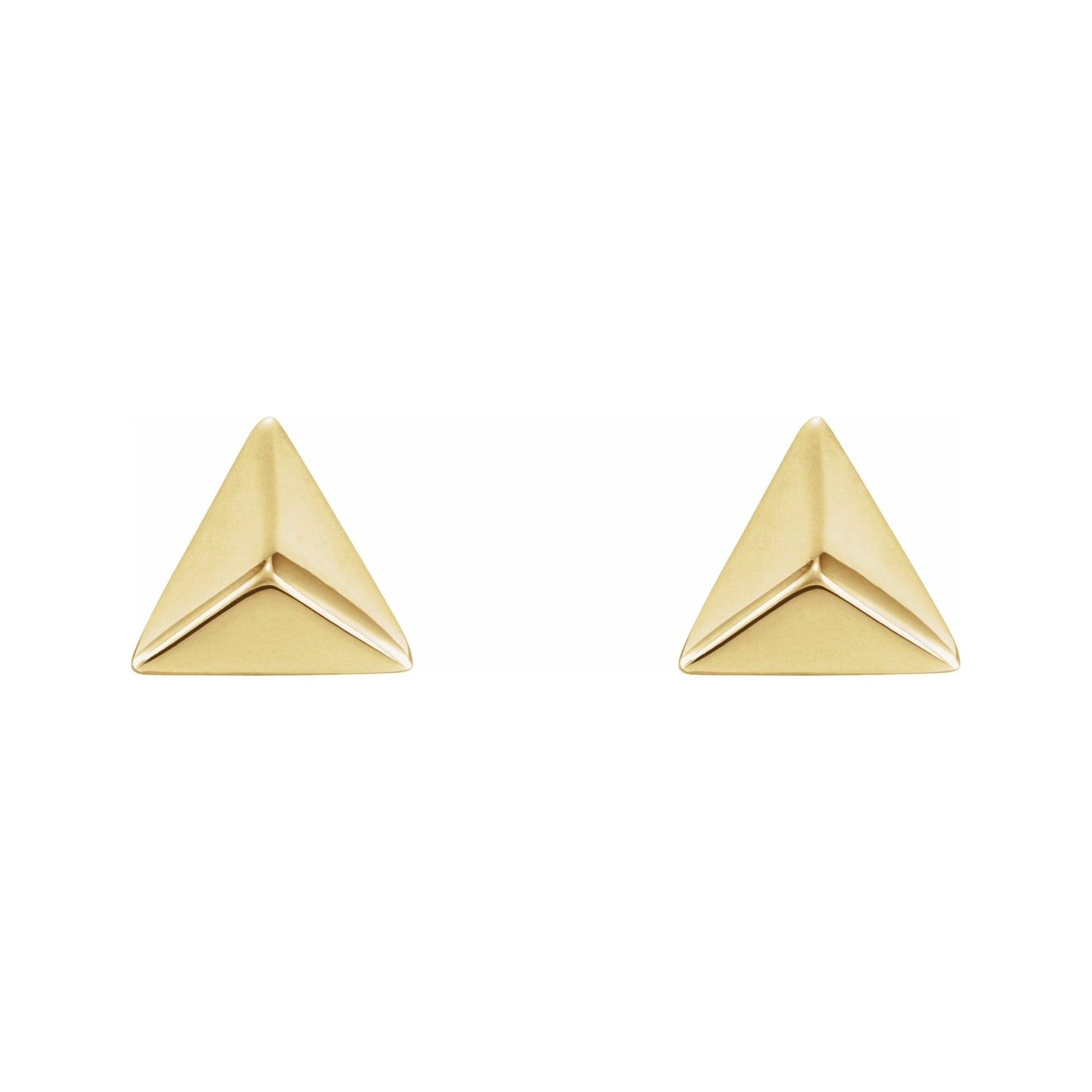 Sapphire Row Gold Pyramid Stud Earrings - 14K Yellow Gold (view 2)