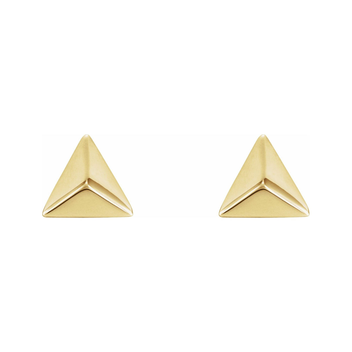 Sapphire Row Gold Pyramid Stud Earrings - 14K Yellow Gold (view 2)