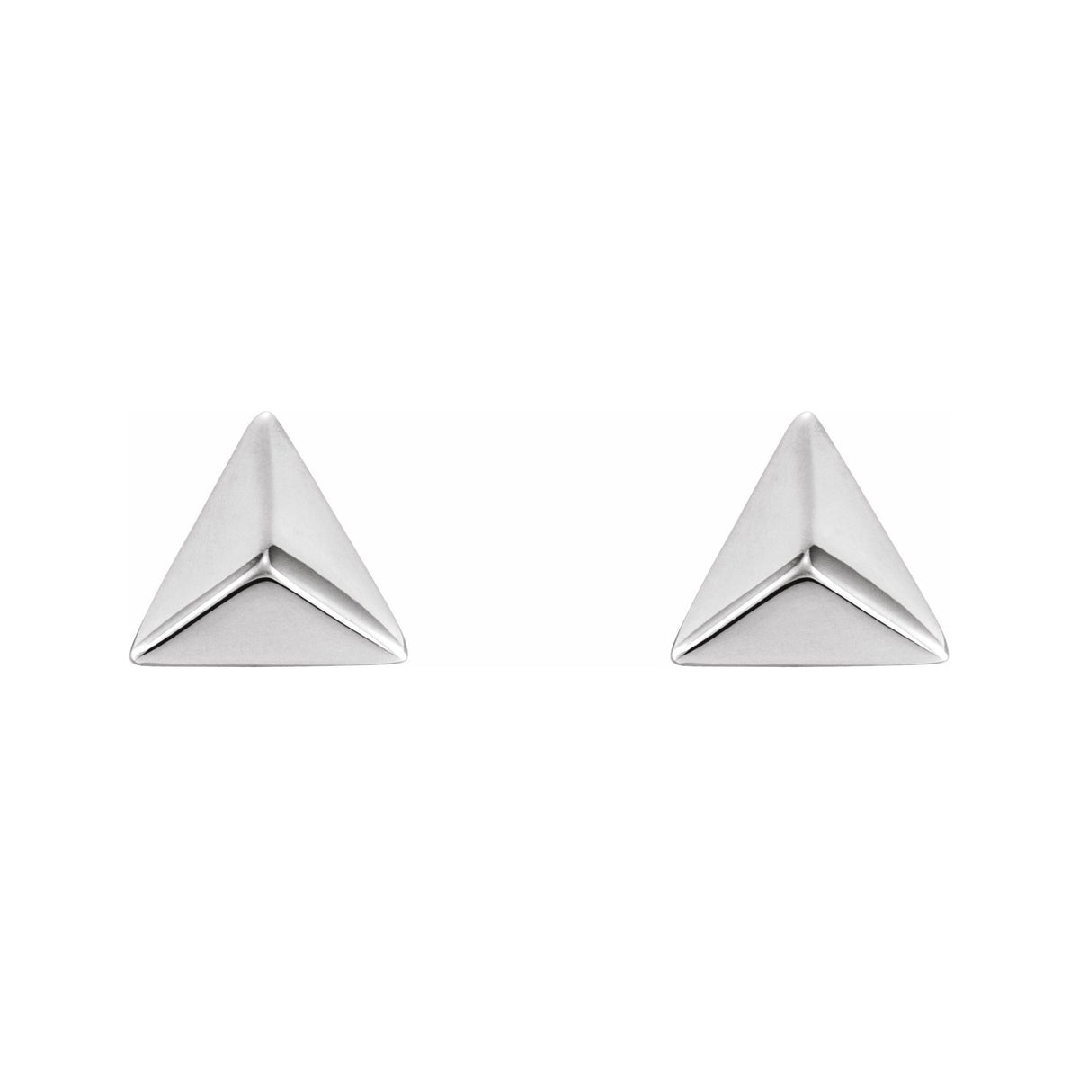 Sapphire Row Gold Pyramid Stud Earrings - 14K White Gold (view 2)