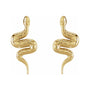 Sapphire Row Gold Snake Stud Earrings - 14K Yellow Gold