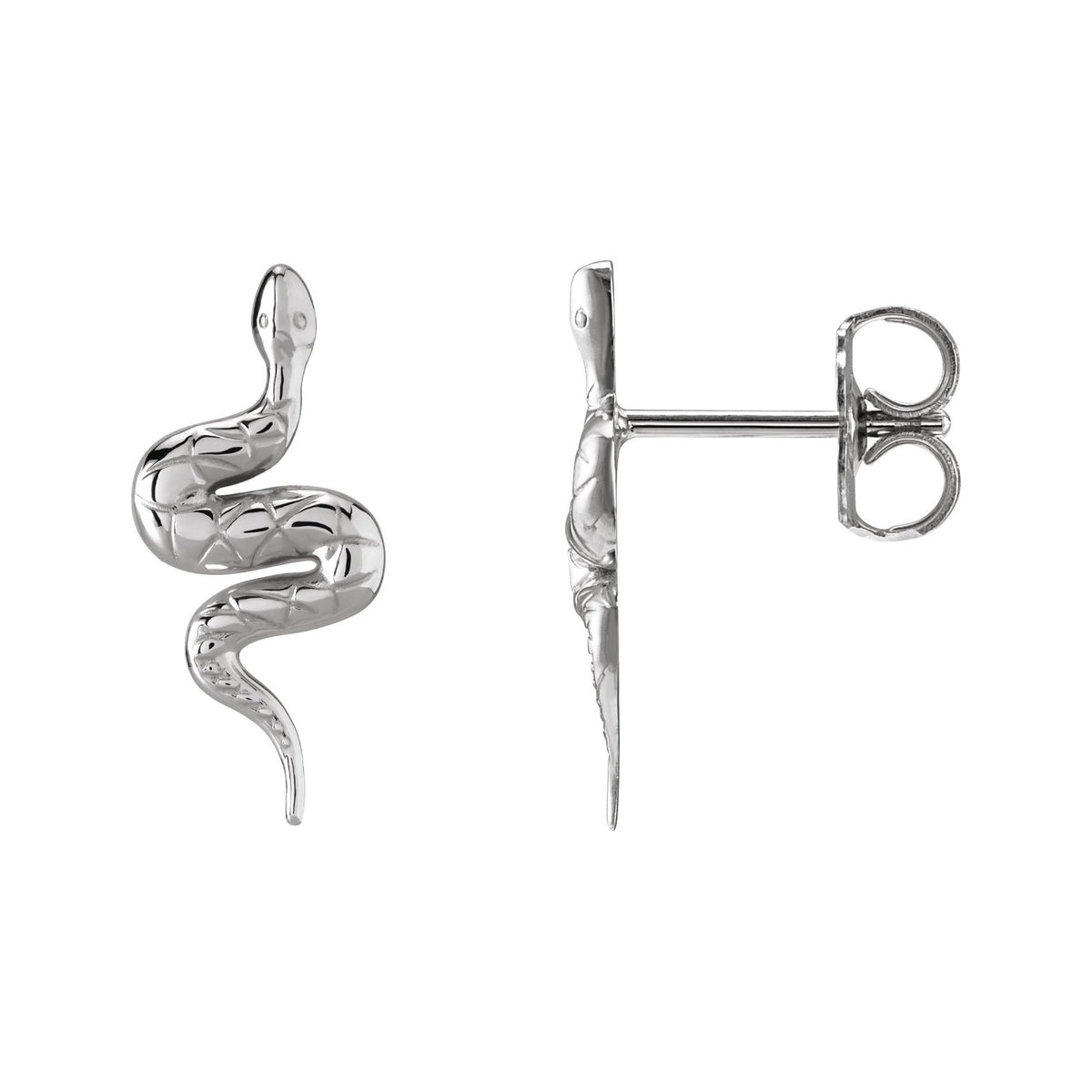 Sapphire Row Gold Snake Stud Earrings - Platinum (view 2)