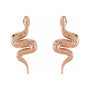 Sapphire Row Gold Snake Stud Earrings - 14K Rose Gold