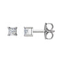 Sapphire Row Natural Diamond Princess-Cut Four-Prong Stud Earrings - 14K White Gold