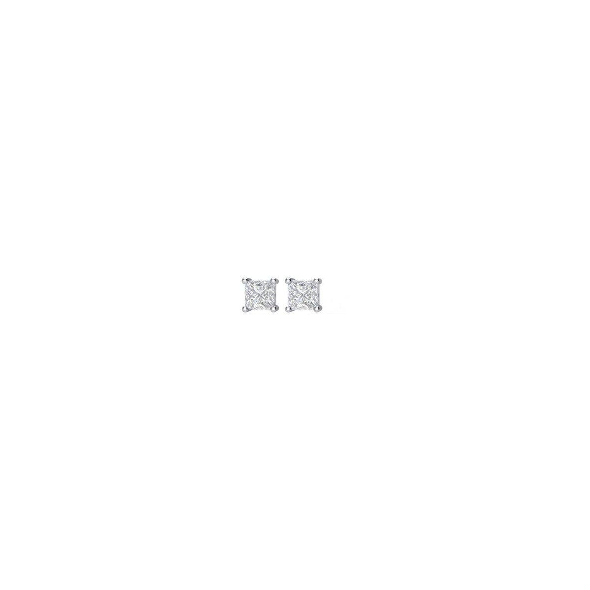 Sapphire Row Natural Diamond Princess-Cut Four-Prong Stud Earrings - Platinum (view 2)