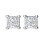 Sapphire Row Natural Diamond Princess-Cut Four-Prong Stud Earrings - Platinum (view 2)