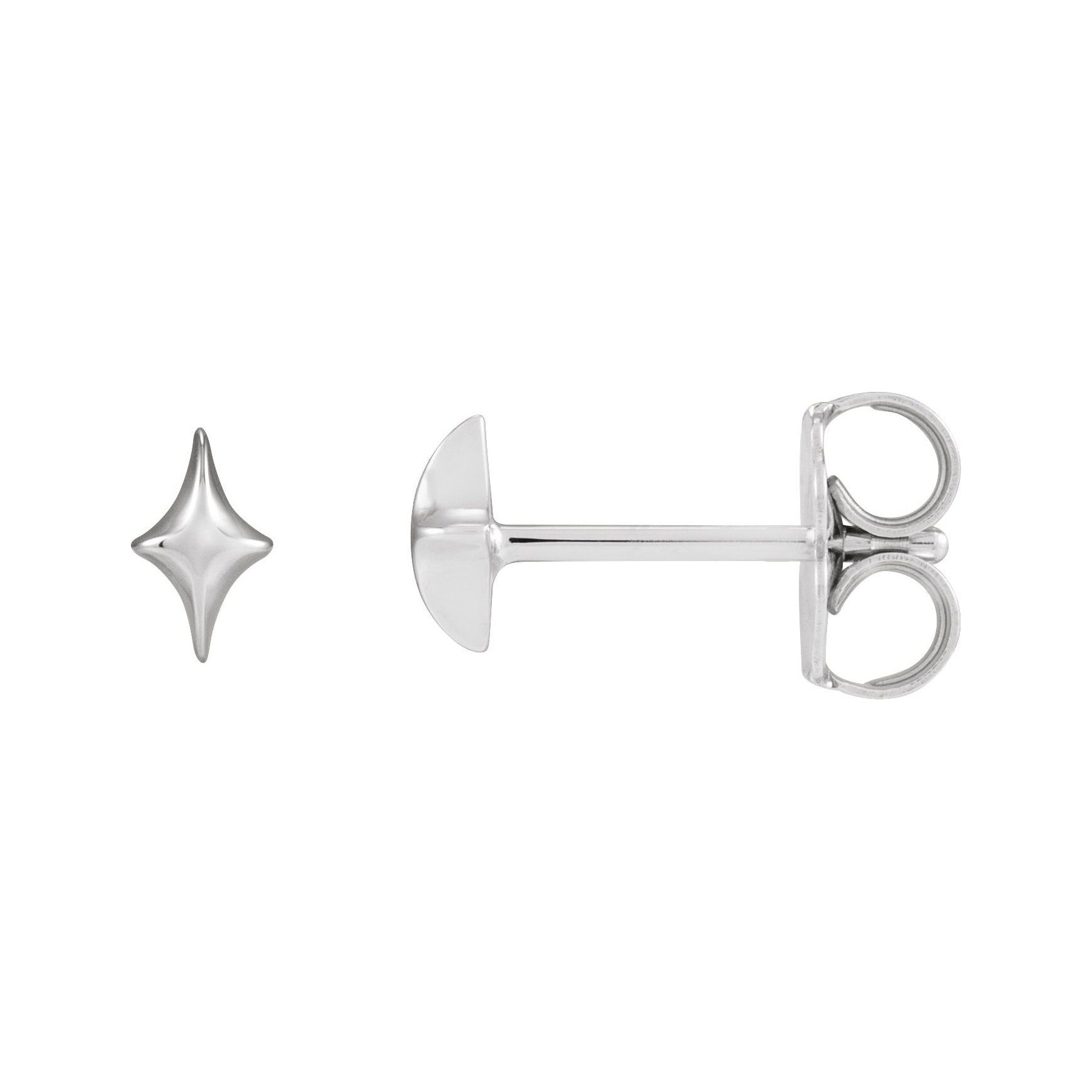 Sapphire Row Gold North Star Stud Earrings - 14K White Gold