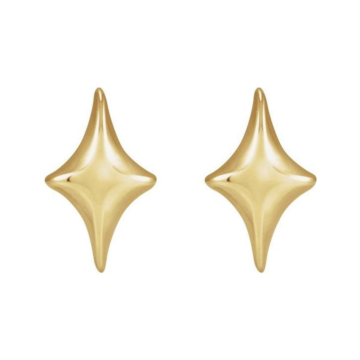 Sapphire Row Gold North Star Stud Earrings - 14K Yellow Gold (view 2)