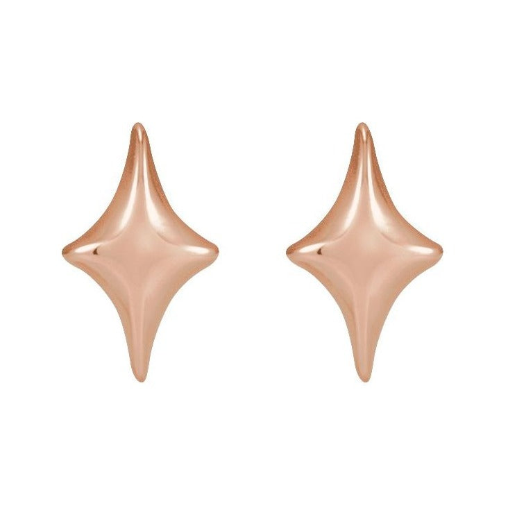 Sapphire Row Gold North Star Stud Earrings - 14K Rose Gold (view 2)