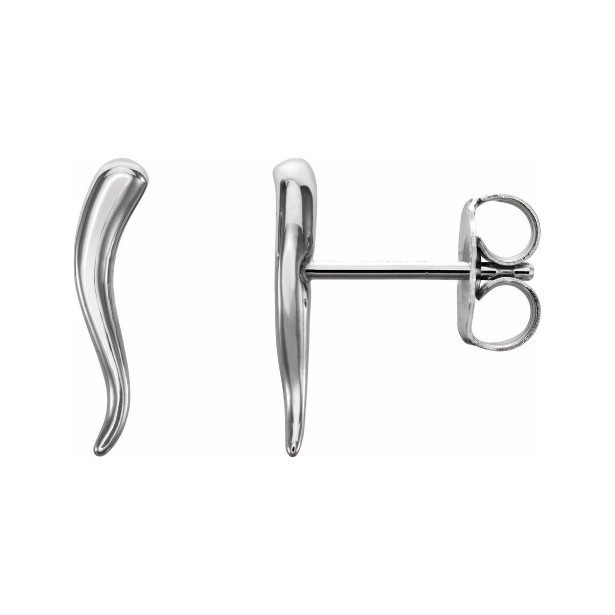 Sapphire Row Gold Italian Horn Stud Earrings - Platinum