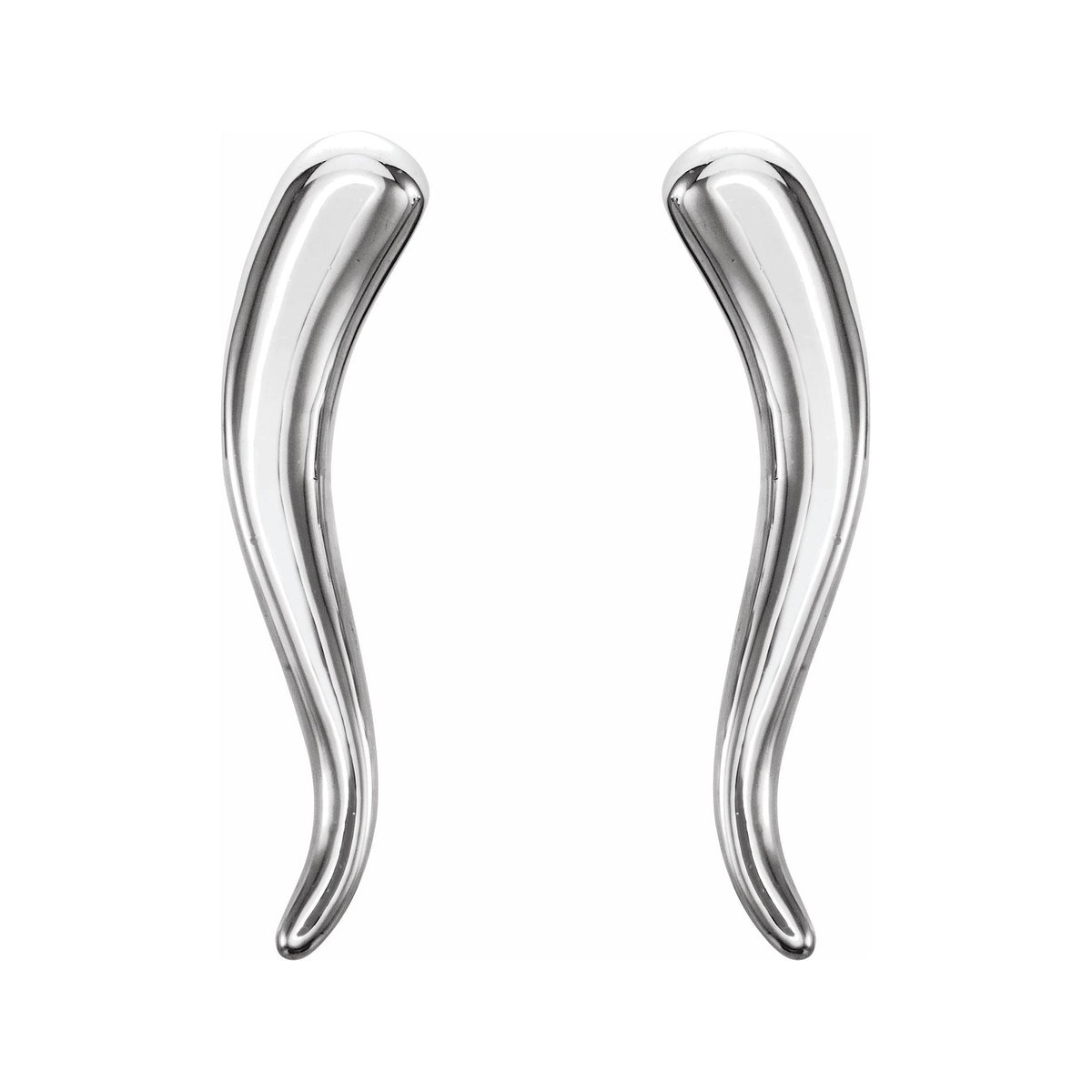 Sapphire Row Gold Italian Horn Stud Earrings - Platinum (view 2)