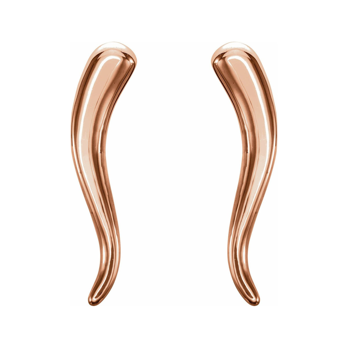 Sapphire Row Gold Italian Horn Stud Earrings - 14K Rose Gold (view 2)
