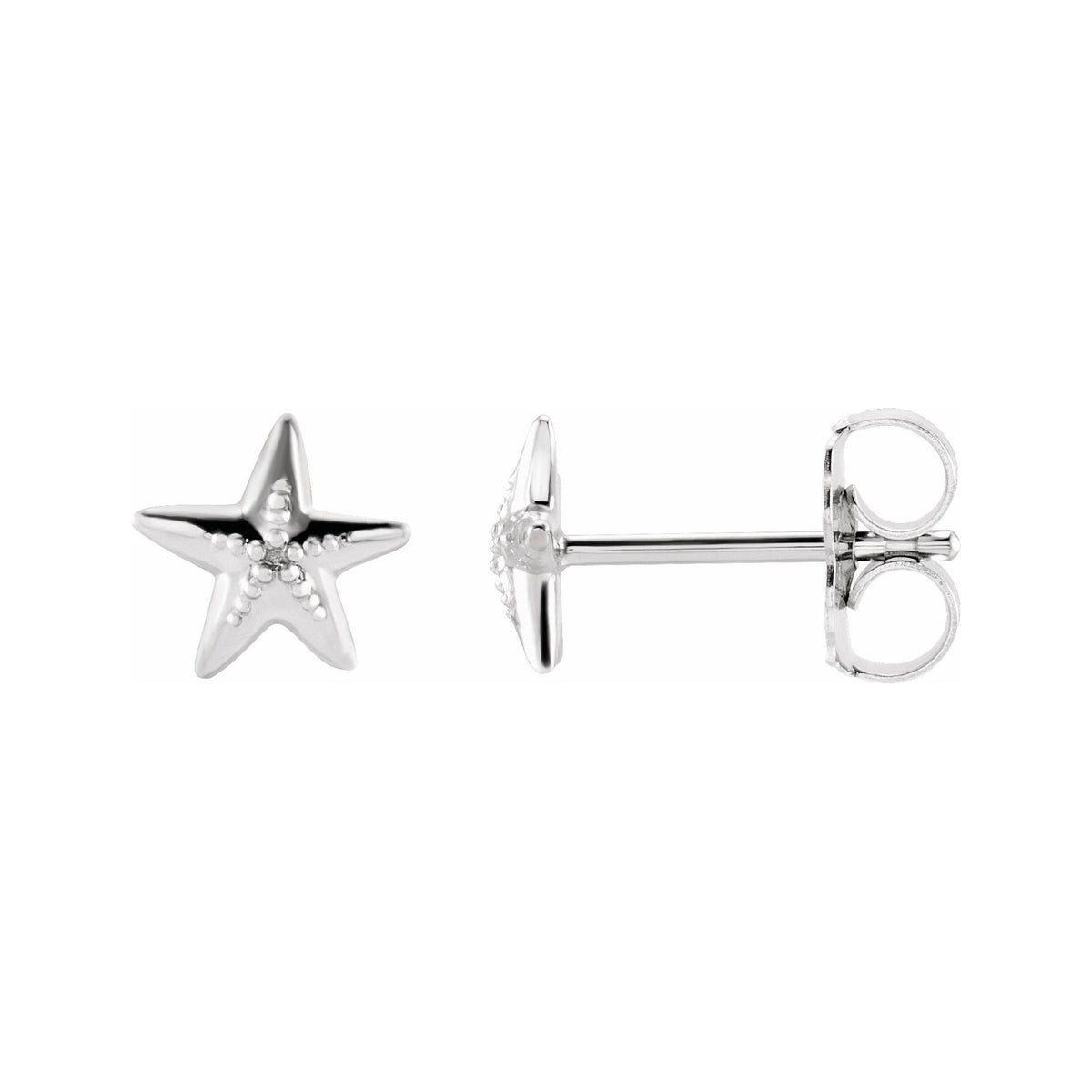 Sapphire Row Gold Starfish Stud Earrings - Platinum