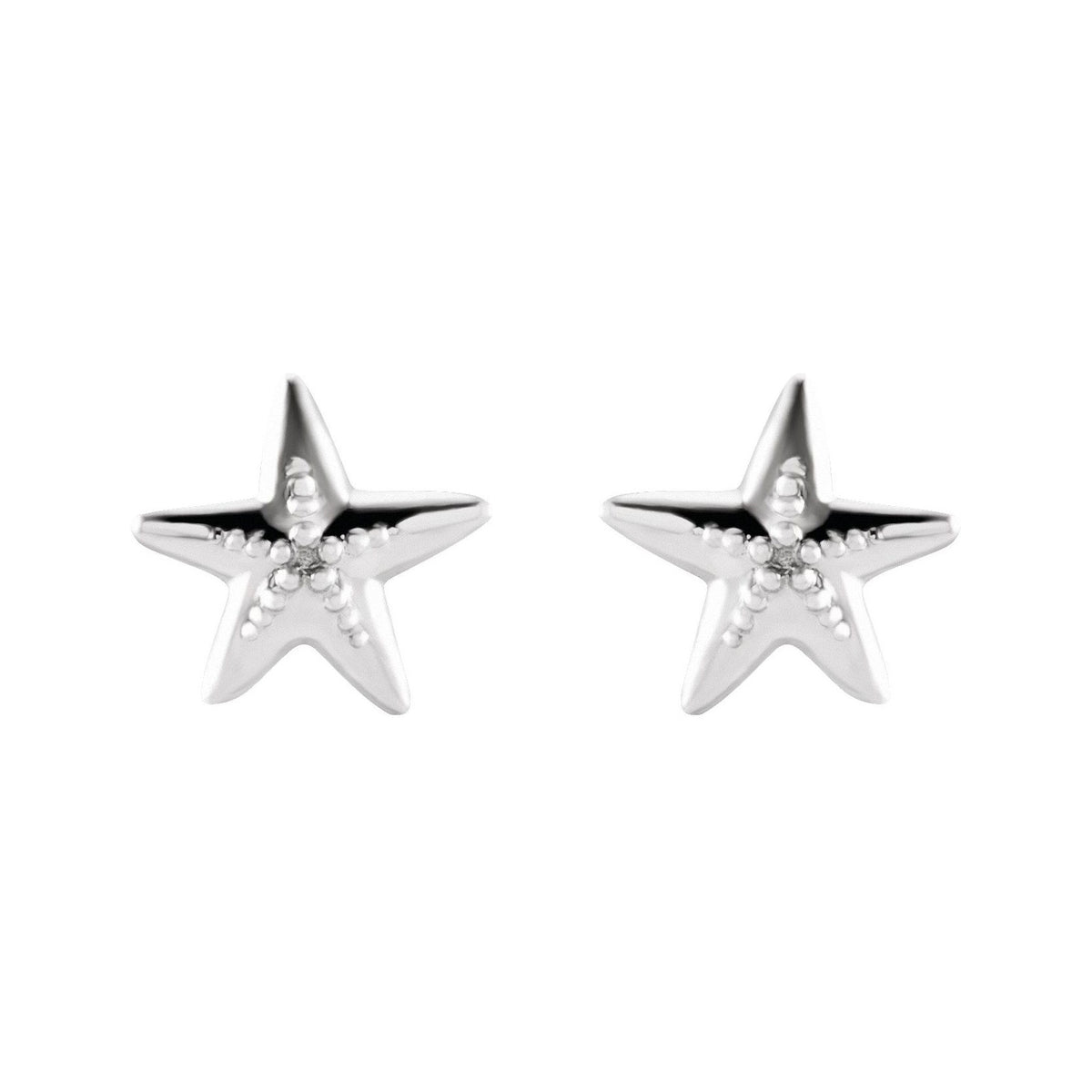Sapphire Row Gold Starfish Stud Earrings - Platinum (view 2)