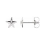 Sapphire Row Gold Starfish Stud Earrings - 14K White Gold