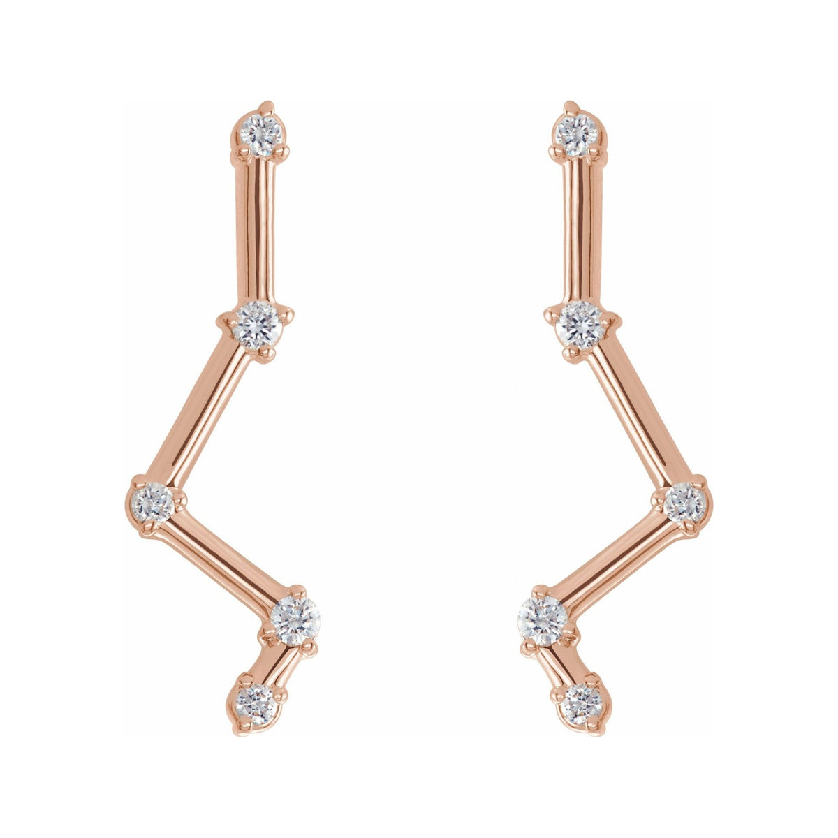 Sapphire Row Natural Diamond Constellation Ear Climbers - 14K Rose Gold (view 2)