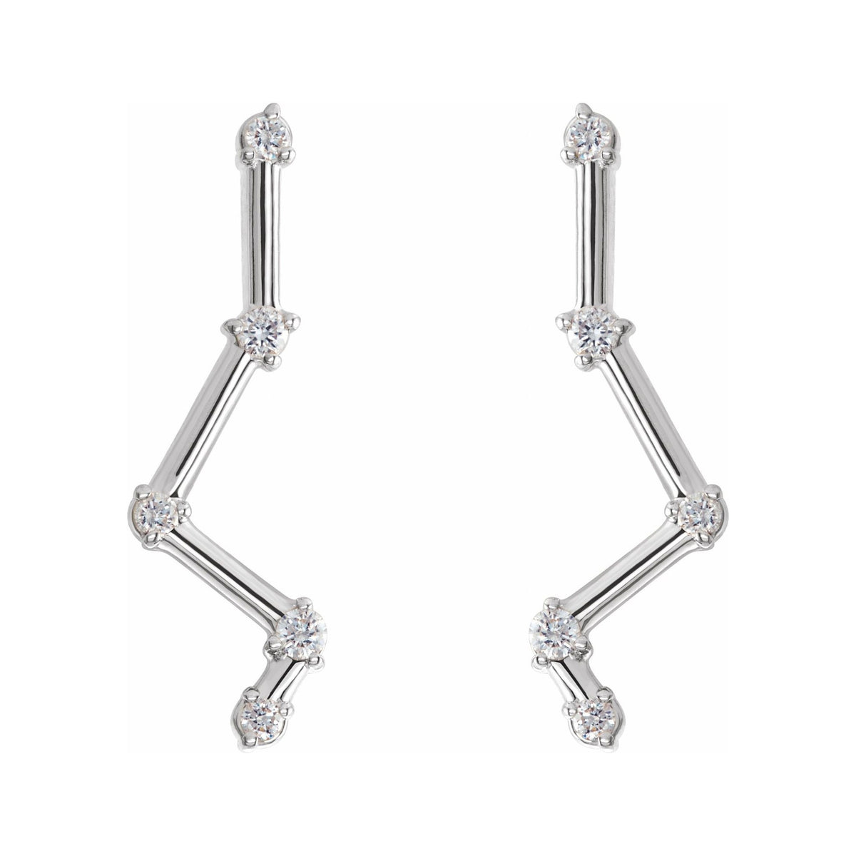 Sapphire Row Natural Diamond Constellation Ear Climbers - Platinum (view 2)