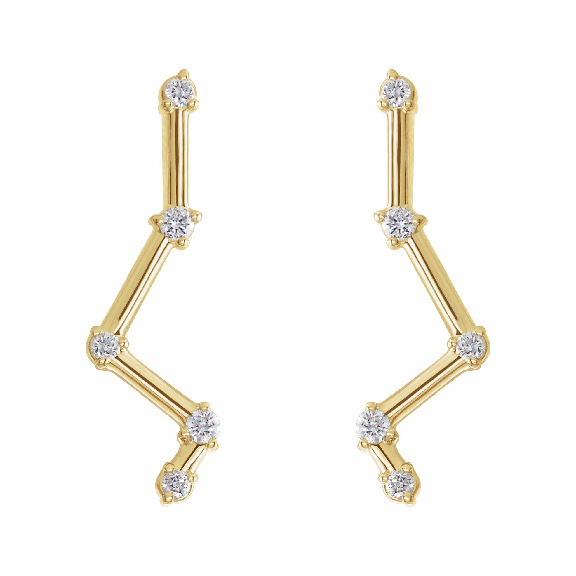 Sapphire Row Natural Diamond Constellation Ear Climbers - 14K Yellow Gold (view 2)