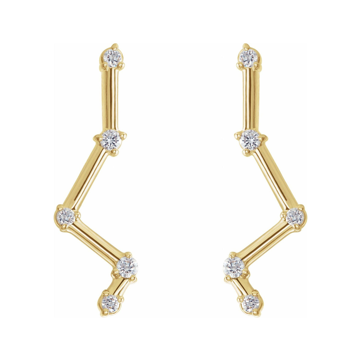 Sapphire Row Natural Diamond Constellation Ear Climbers - 14K Yellow Gold (view 2)