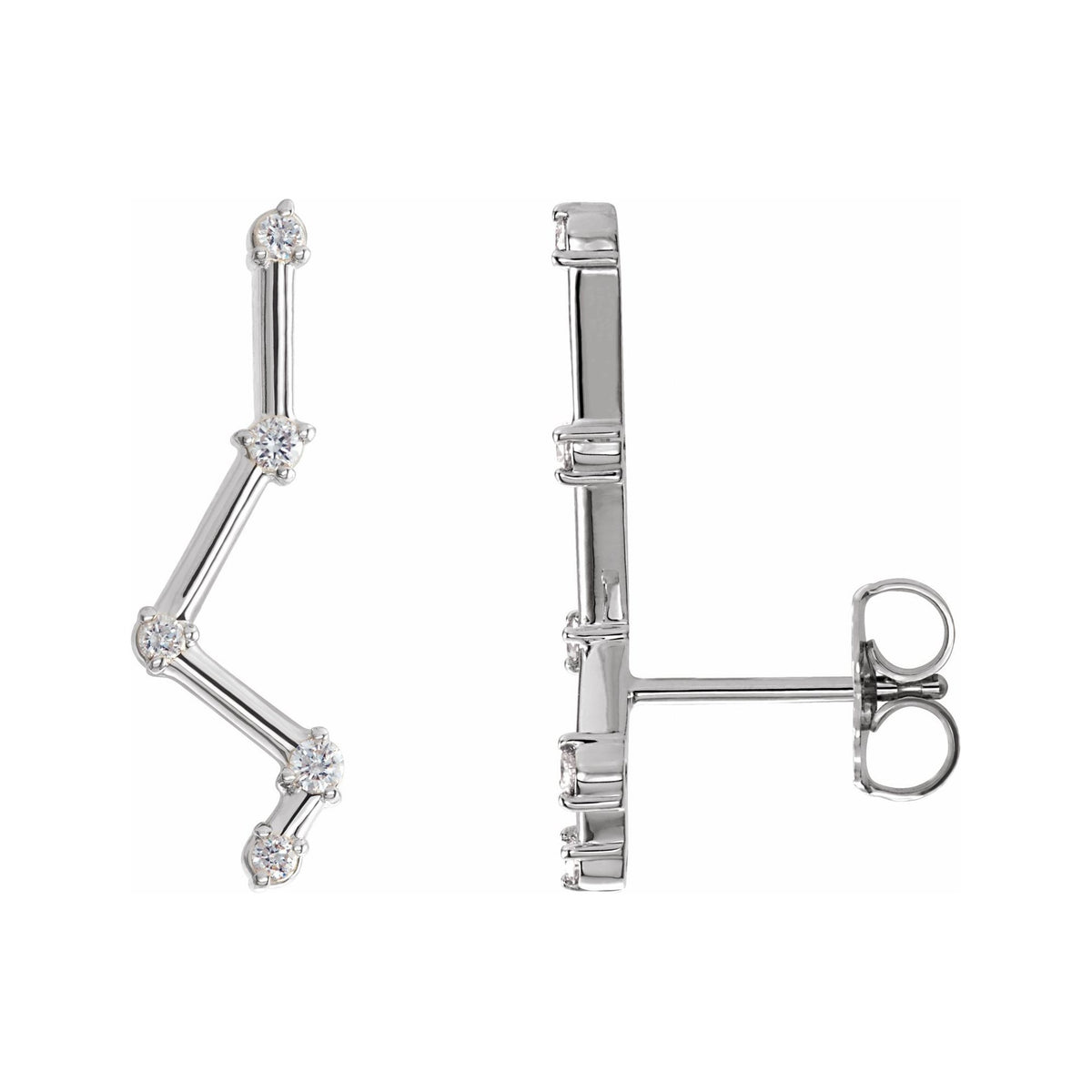 Sapphire Row Natural Diamond Constellation Ear Climbers - 14K White Gold