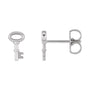 Sapphire Row Gold Petite Key Stud Earrings - 14K White Gold (view 2)