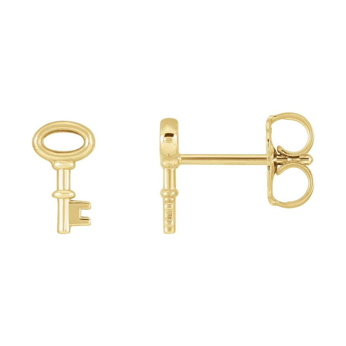 Sapphire Row Gold Petite Key Stud Earrings - 14K Yellow Gold