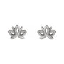 Sapphire Row Gold Lotus Stud Earrings - 14K White Gold (view 2)