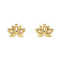 Sapphire Row Gold Lotus Stud Earrings - 14K Yellow Gold (view 2)
