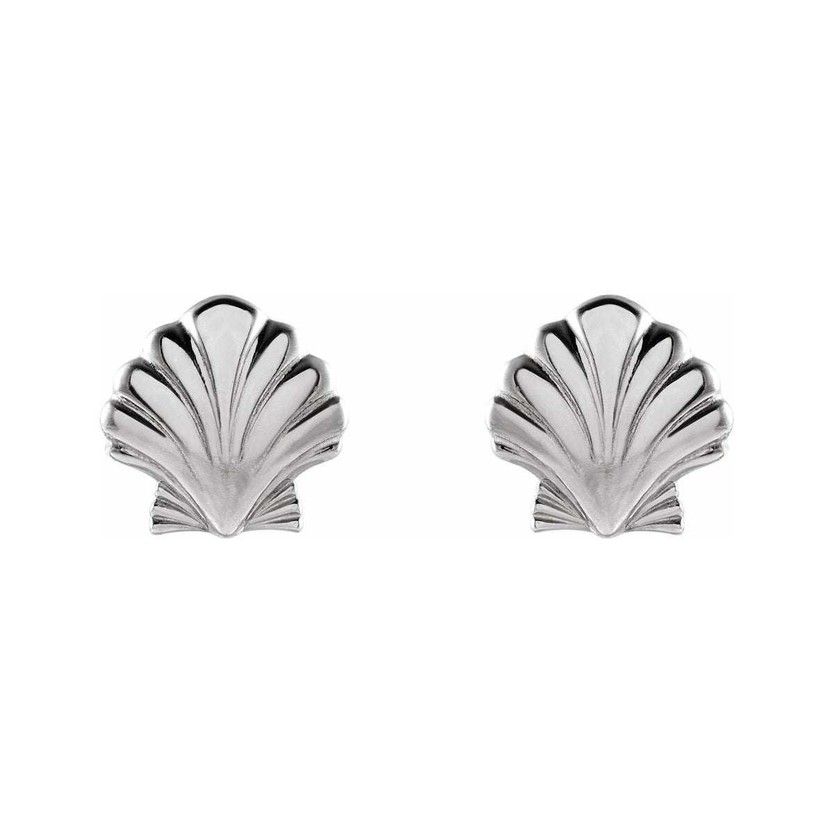Sapphire Row Gold Seashell Stud Earrings - Platinum (view 2)