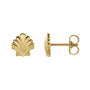 Sapphire Row Gold Seashell Stud Earrings - 14K Yellow Gold