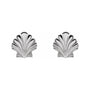 Sapphire Row Gold Seashell Stud Earrings - 14K White Gold (view 2)