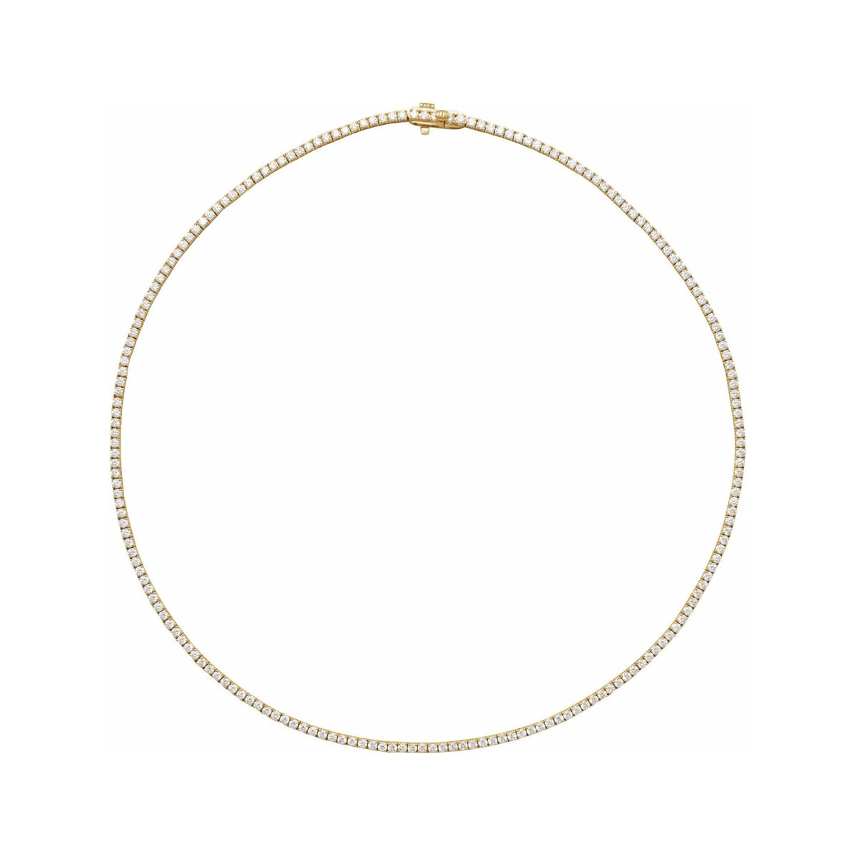 Sapphire Row Natural Diamond Classic Tennis Necklace - 14K Yellow Gold