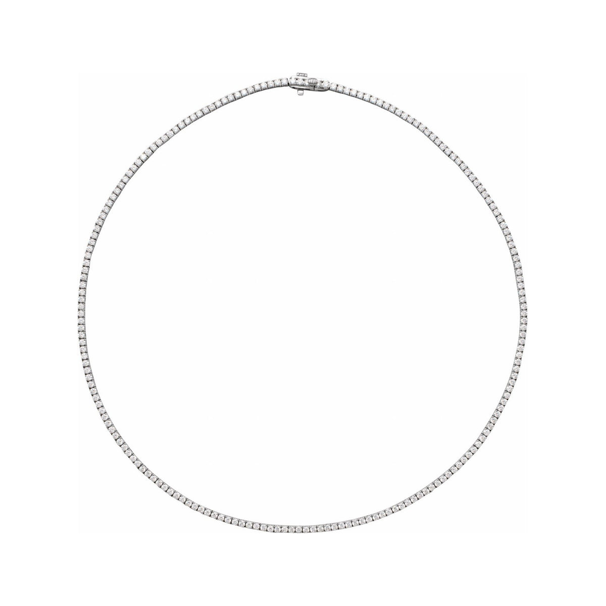 Sapphire Row Natural Diamond Classic Tennis Necklace - 14K White Gold