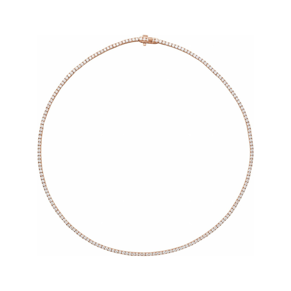 Sapphire Row Natural Diamond Classic Tennis Necklace - 14K Rose Gold