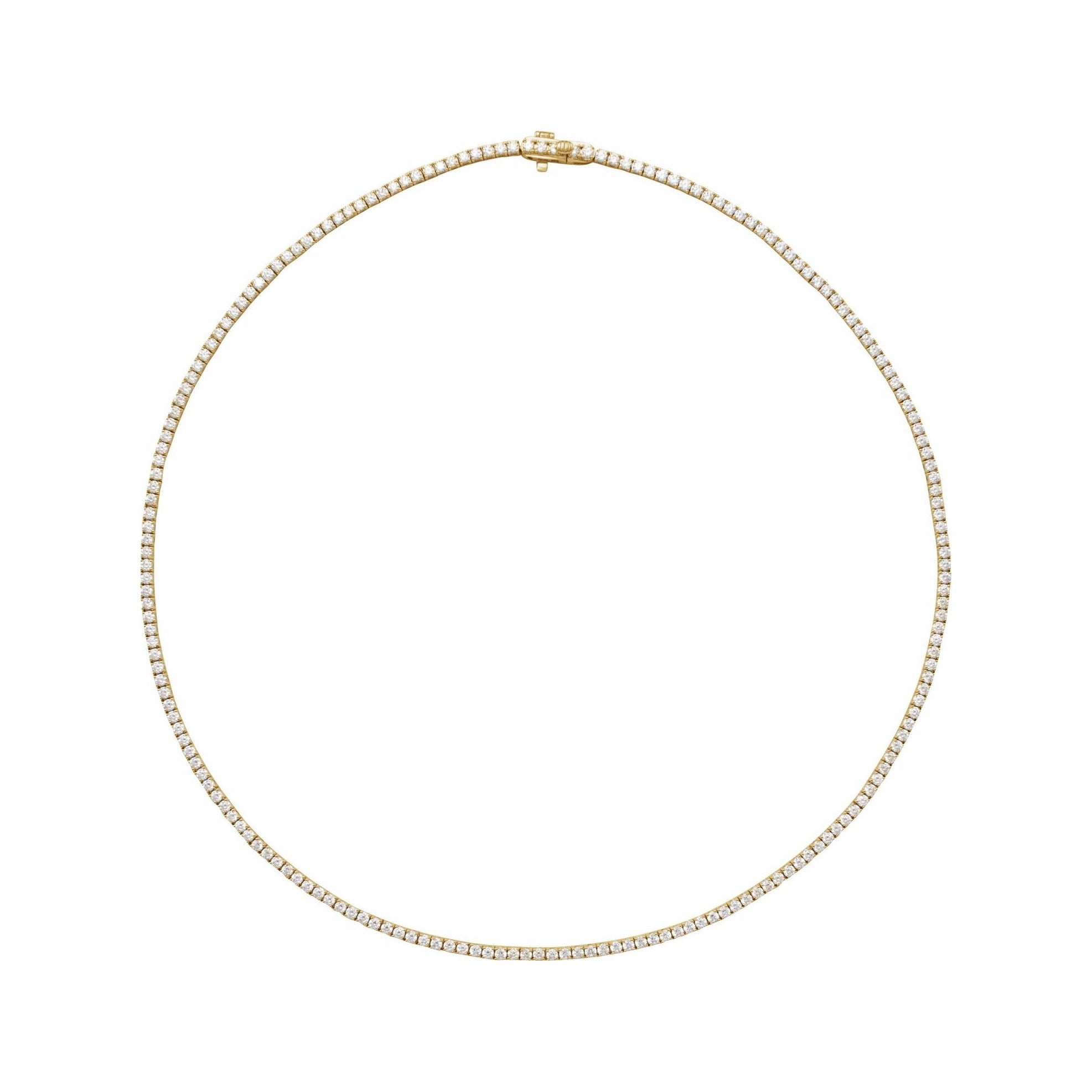 Sapphire Row Lab-Grown Diamond Classic Tennis Necklace - 14K Yellow Gold, 16"
