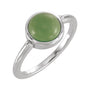 Sapphire Row Natural Gemstone Beaded Bezel Cabochon Ring - Jade, 14K White Gold