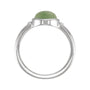 Sapphire Row Natural Gemstone Beaded Bezel Cabochon Ring - Jade, 14K White Gold (view 2)
