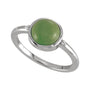 Sapphire Row Natural Gemstone Beaded Bezel Cabochon Ring - Jade, 14K White Gold (view 4)