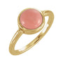 Sapphire Row Natural Gemstone Beaded Bezel Cabochon Ring - Pink Opal, 14K Yellow Gold