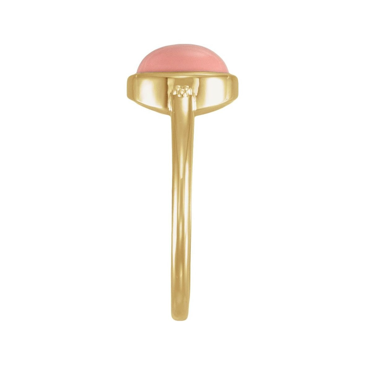 Sapphire Row Natural Gemstone Beaded Bezel Cabochon Ring - Pink Opal, 14K Yellow Gold (view 3)
