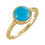 Sapphire Row Natural Gemstone Beaded Bezel Cabochon Ring - Turquoise, 14K Yellow Gold