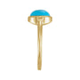 Sapphire Row Natural Gemstone Beaded Bezel Cabochon Ring - Turquoise, 14K Yellow Gold (view 3)