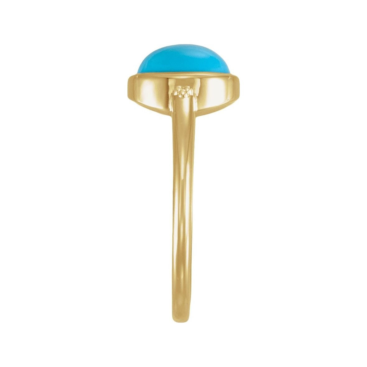 Sapphire Row Natural Gemstone Beaded Bezel Cabochon Ring - Turquoise, 14K Yellow Gold (view 3)