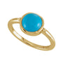 Sapphire Row Natural Gemstone Beaded Bezel Cabochon Ring - Turquoise, 14K Yellow Gold (view 4)