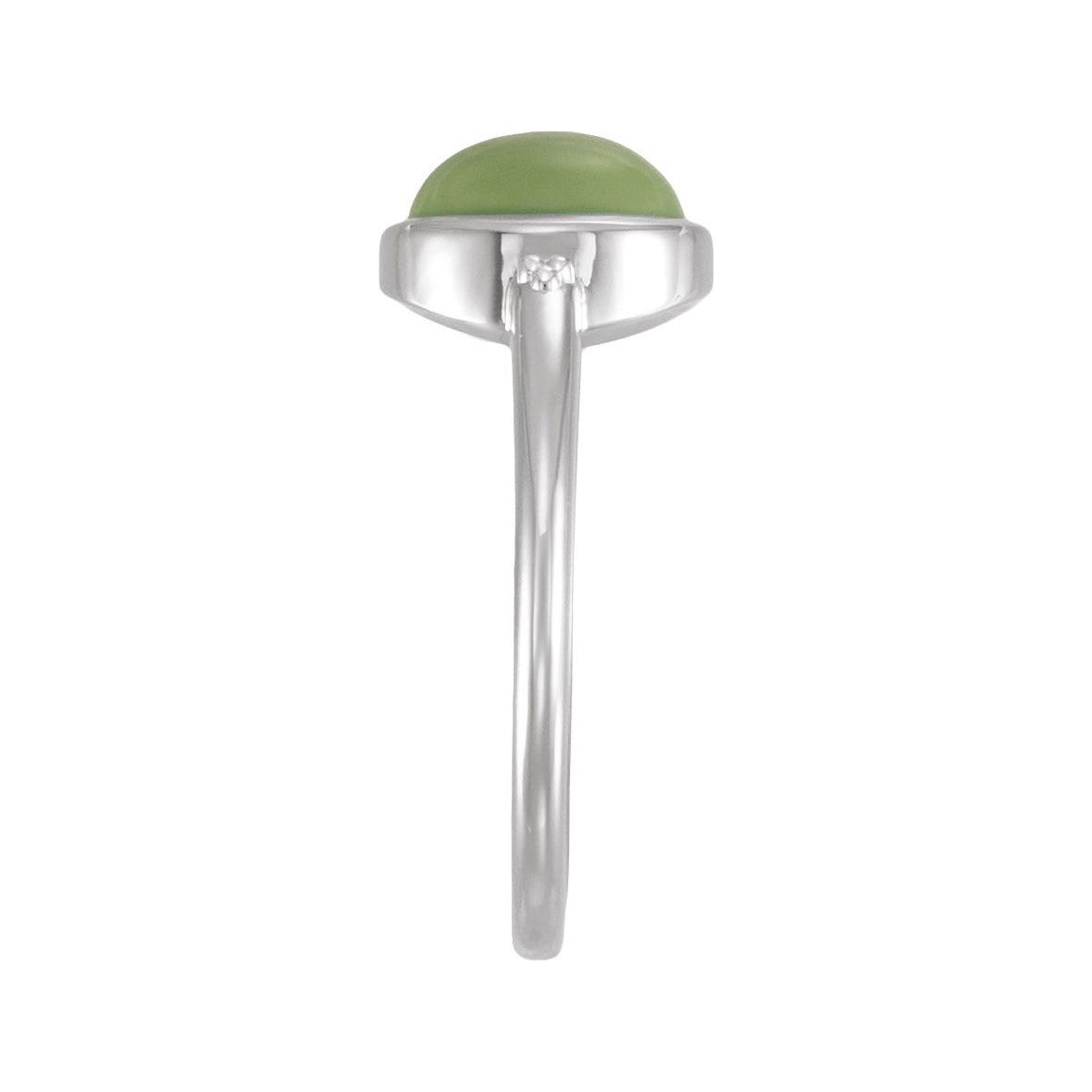 Sapphire Row Natural Gemstone Beaded Bezel Cabochon Ring - Jade, Platinum (view 3)