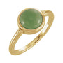 Sapphire Row Natural Gemstone Beaded Bezel Cabochon Ring - Jade, 14K Yellow Gold