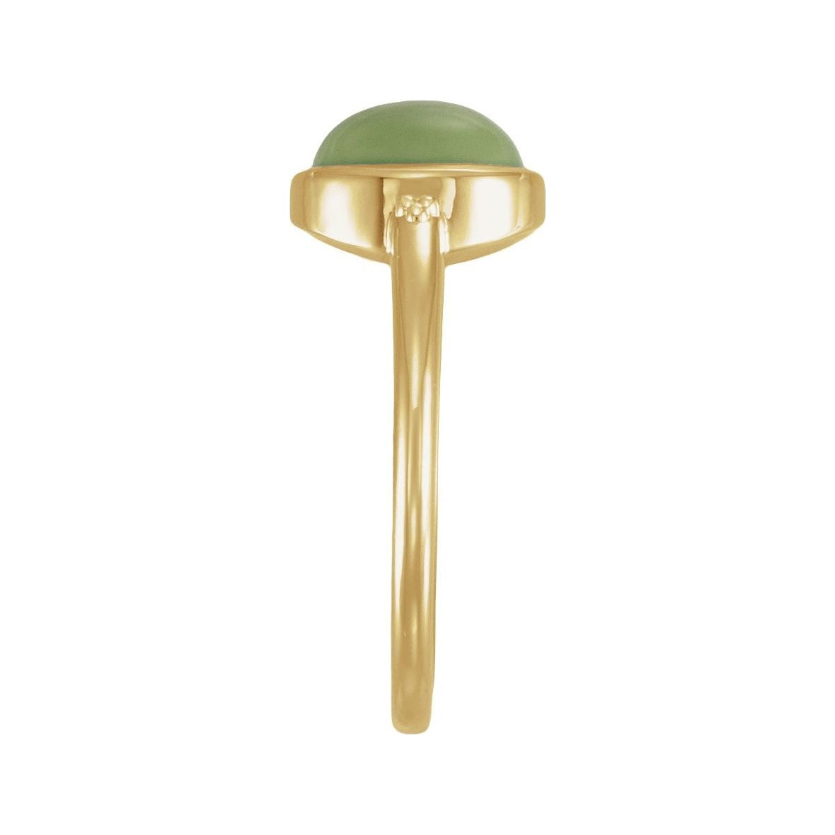 Sapphire Row Natural Gemstone Beaded Bezel Cabochon Ring - Jade, 14K Yellow Gold (view 3)