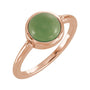 Sapphire Row Natural Gemstone Beaded Bezel Cabochon Ring - Jade, 14K Rose Gold
