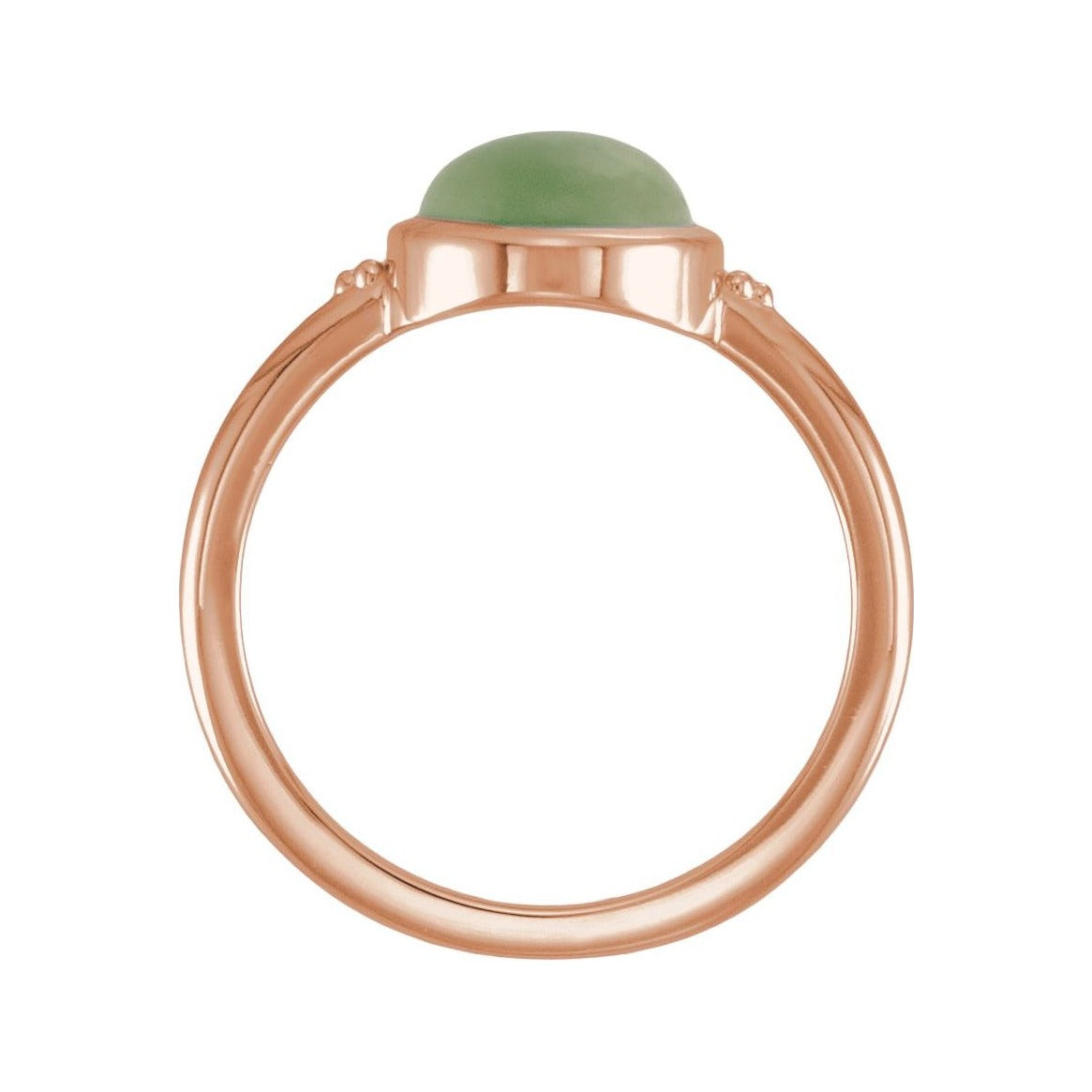 Sapphire Row Natural Gemstone Beaded Bezel Cabochon Ring - Jade, 14K Rose Gold (view 2)